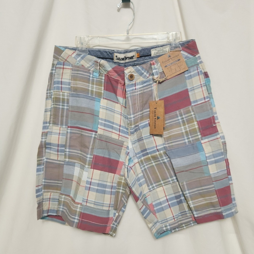 NWT TAILOR VINTAGE Shorts Westport Fit Classic Flat Front Patchwork Men's sz 34
